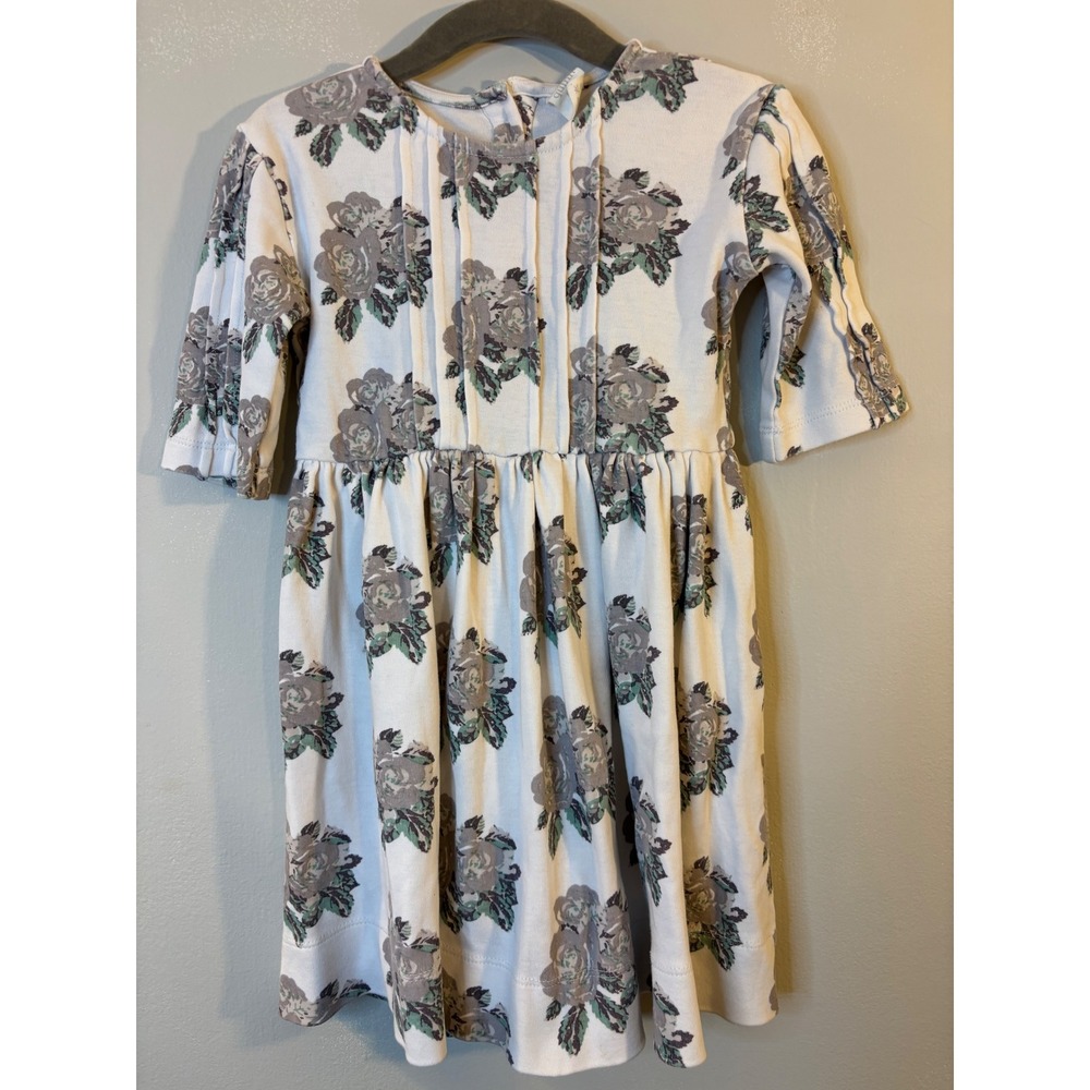Kate Quinn Gray Rose Floral Organic Cotton Dress 3T